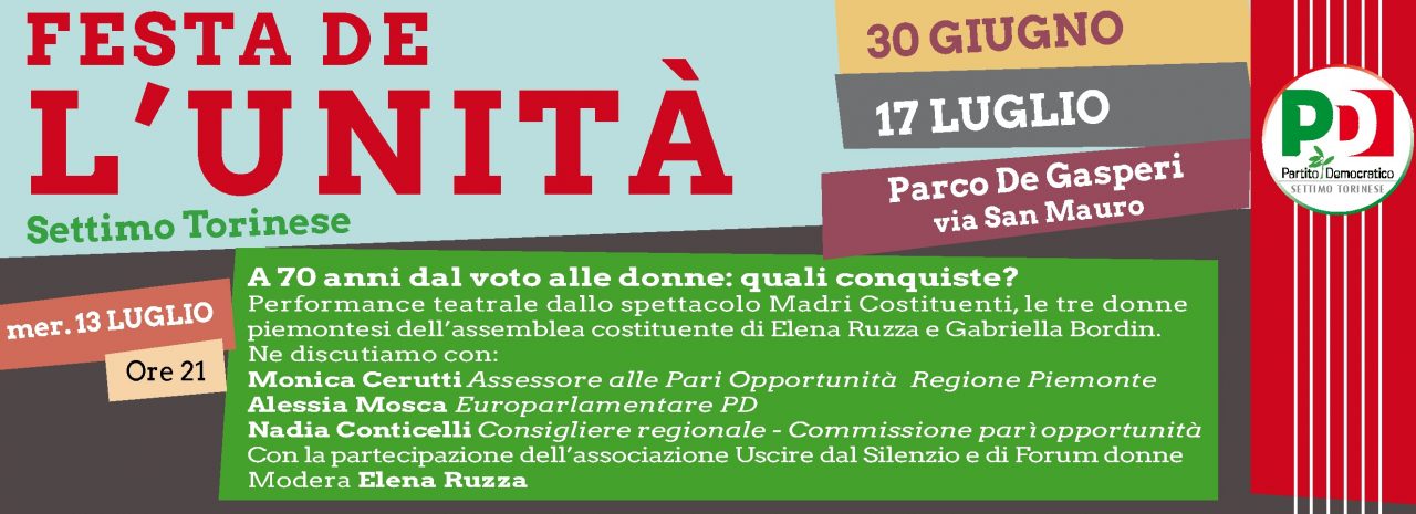 Alla Festa dell’Unità i 70 anni di voto alle donne