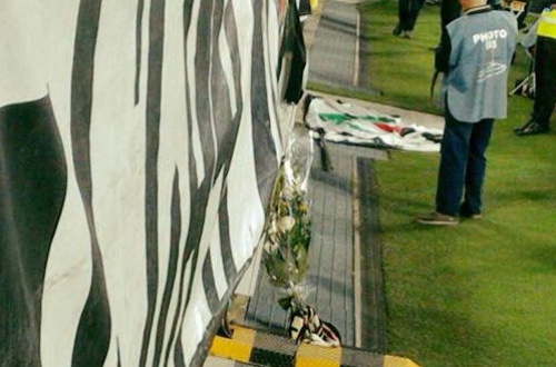 Ciao Chri, striscione e fiori per Chistian Zampedri in curva allo Juventus Stadium