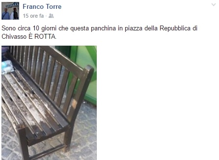 Dieci giorni con una panchina rotta in piazza della Repubblica