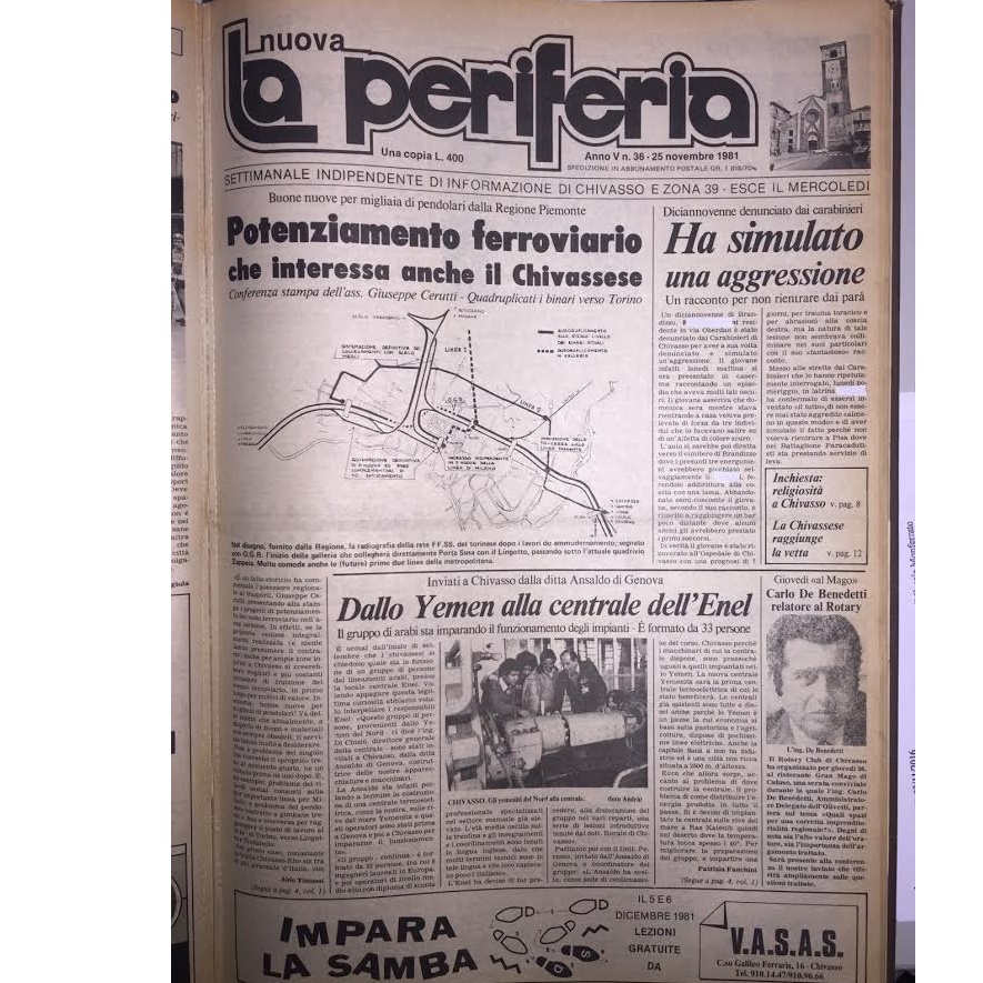 La Chivasso di 35 anni fa nella Prima Pagina della Nuova Periferia