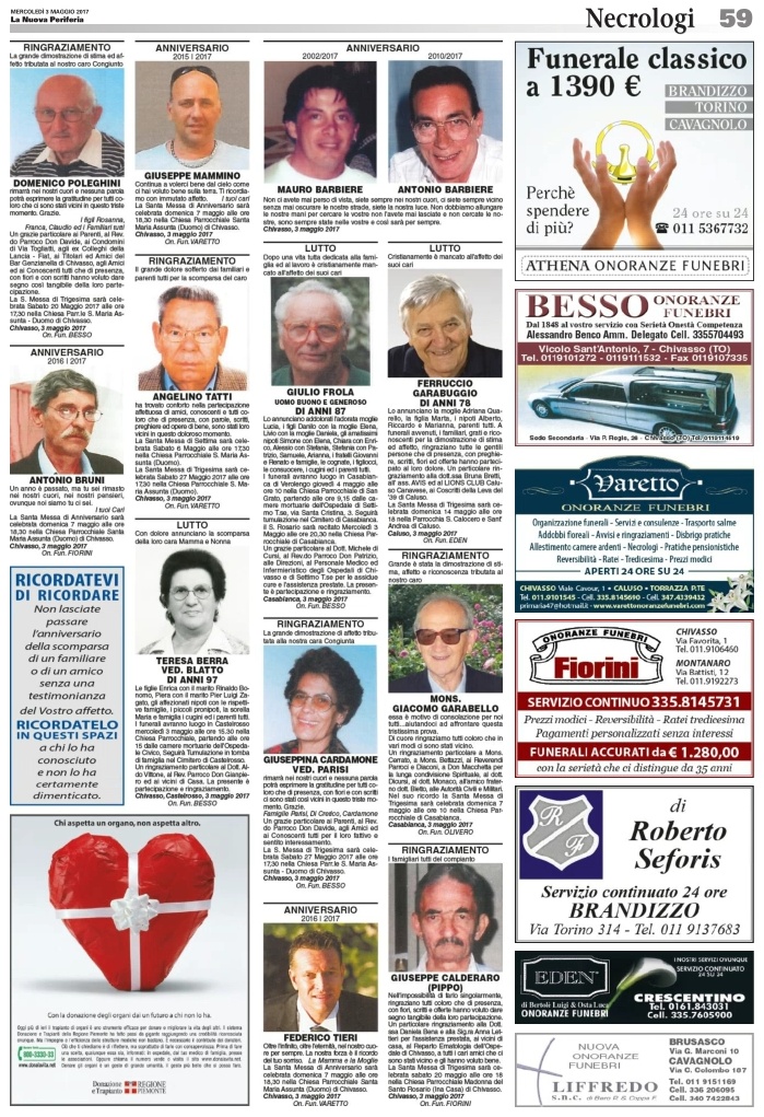 Ricordiamo i nostri cari defunti