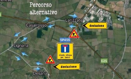 Provinciale 455 chiusa al traffico tra Trino e Vercelli