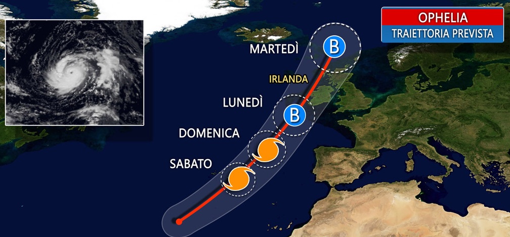 Uragano Ophelia punta all’Europa