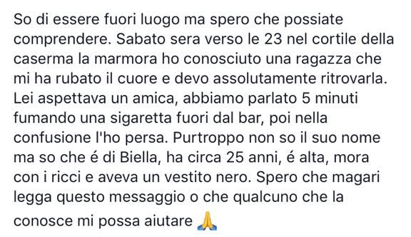 Innamorato cerca ragazza conosciuta a Paratissima disperatamente