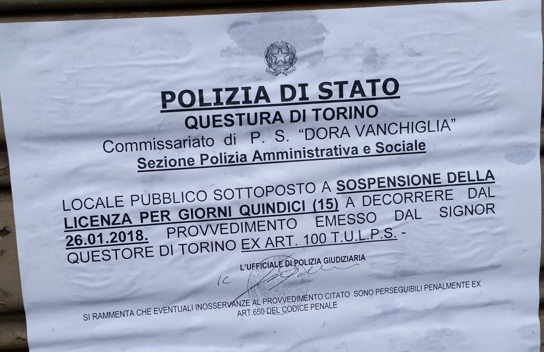 Kebab pizza chiuso al pubblico