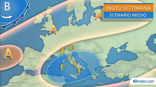 Acquazzoni e sole il meteo della settimana