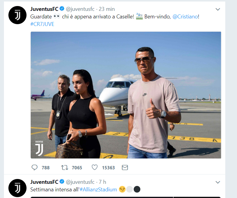 Cristiano Ronaldo è atterrato a Torino, l’annuncio della Juventus