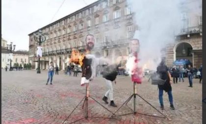 Attiviste denunciate per i fantocci di Di Maio e Salvini in fiamme