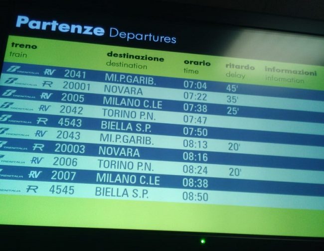 Treni in ritardo sulla Torino-Milano per un guasto tecnico