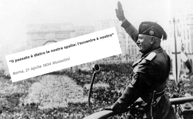 Una frase di Mussolini per la presentazione del candidato a Settimo
