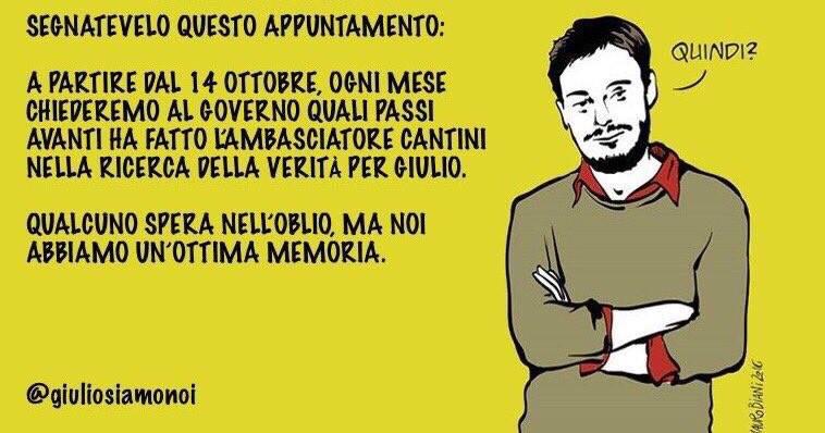 Il nuovo sindaco toglie lo striscione Verità per Giulio Regeni