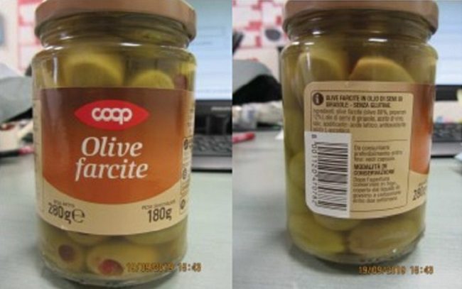Solfiti non dichiarati, richiamo per olive farcite della Coop
