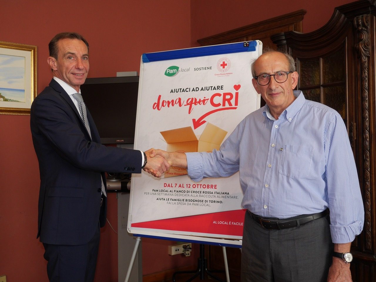 Renato Mazzucco, Direttore Vendite Prossimità Pam e Graziano Giardino, Presidente del Comitato CRI Torino
