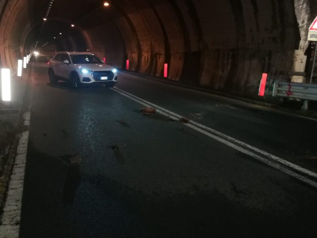 Masso cade all’ingresso di una galleria