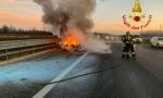 Incendio auto lungo l'autostrada A4 Torino-Milano