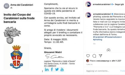 Falsa mail dei Carabinieri: truffa informatica