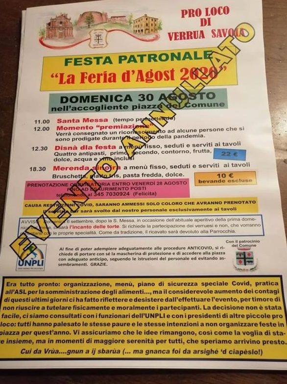 La Pro Loco annulla la Feria d’Agost 2020