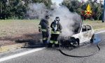 Incendio auto lungo l'autostrada A4 Torino Milano