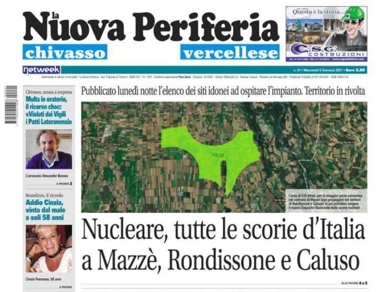 La Nuova Periferia di mercoledì 6 gennaio è in edicola LA PRIMA PAGINA
