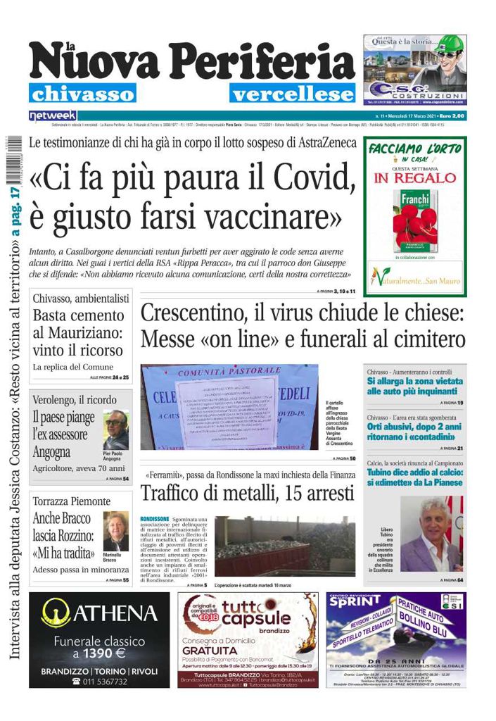 La Nuova Periferia di mercoledì 17 marzo è in edicola