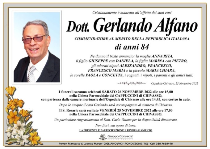 La città piange Gerlando Alfano, attivissimo a Chivasso