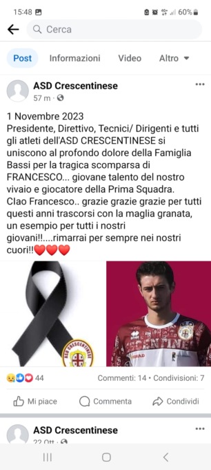Finisce fuori strada, muore Francesco Bassi giocatore della Crescentinese