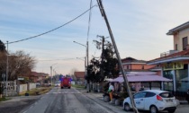 Camion dei rifiuti colpisce un palo della luce