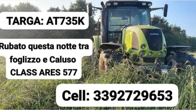 Rubati due trattori agricoli nel Chivassese, l’allarme