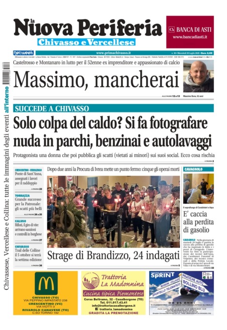 La Nuova Periferia di Chivasso e Vercellese è in edicola dal 30 luglio