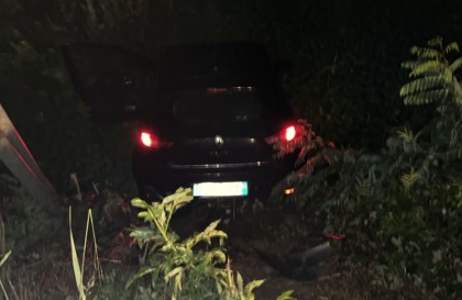 Auto sfonda il guard rail e finisce in un campo