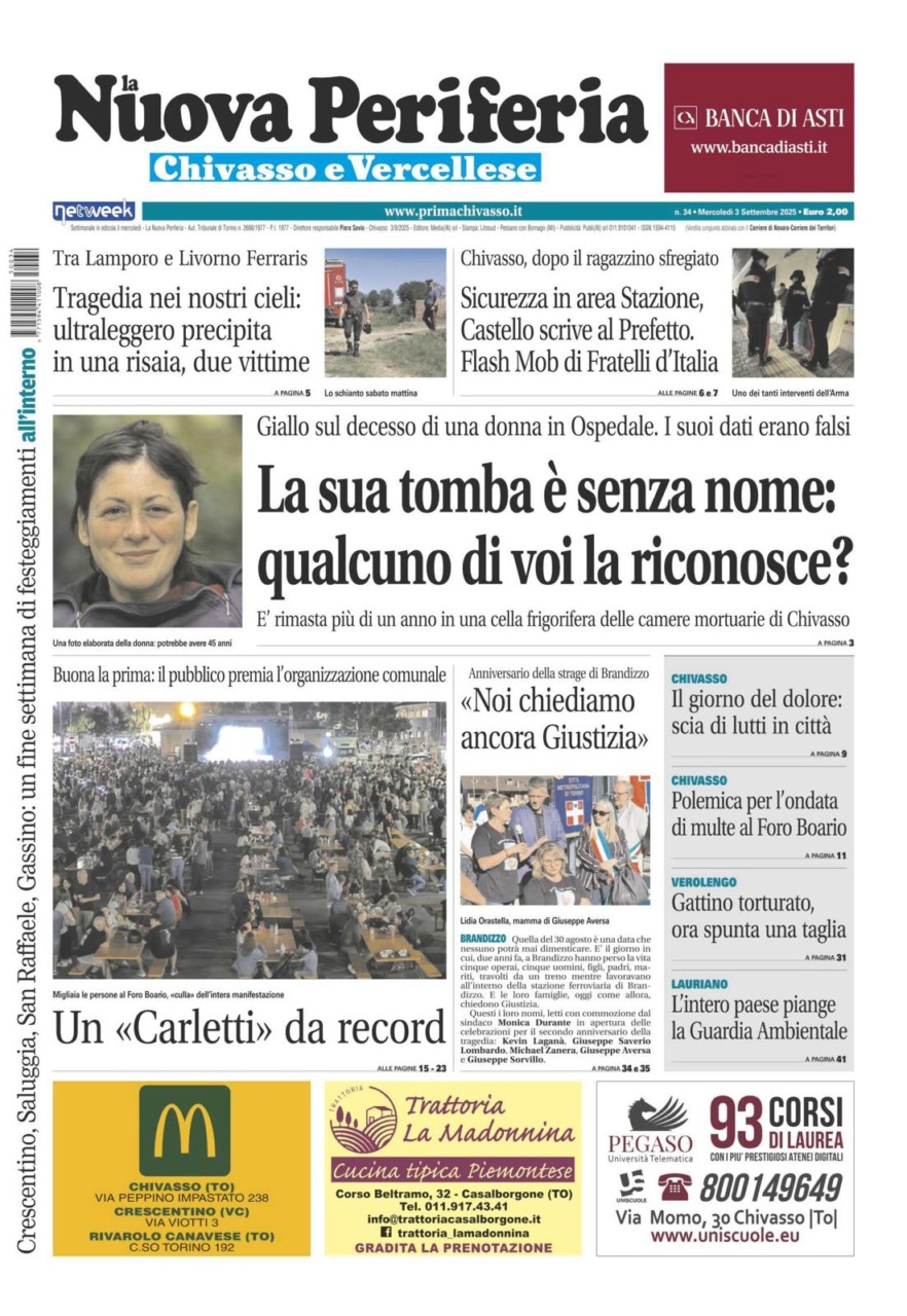 La Nuova Periferia di Chivasso e Vercellese è in edicola dal  3 settembre