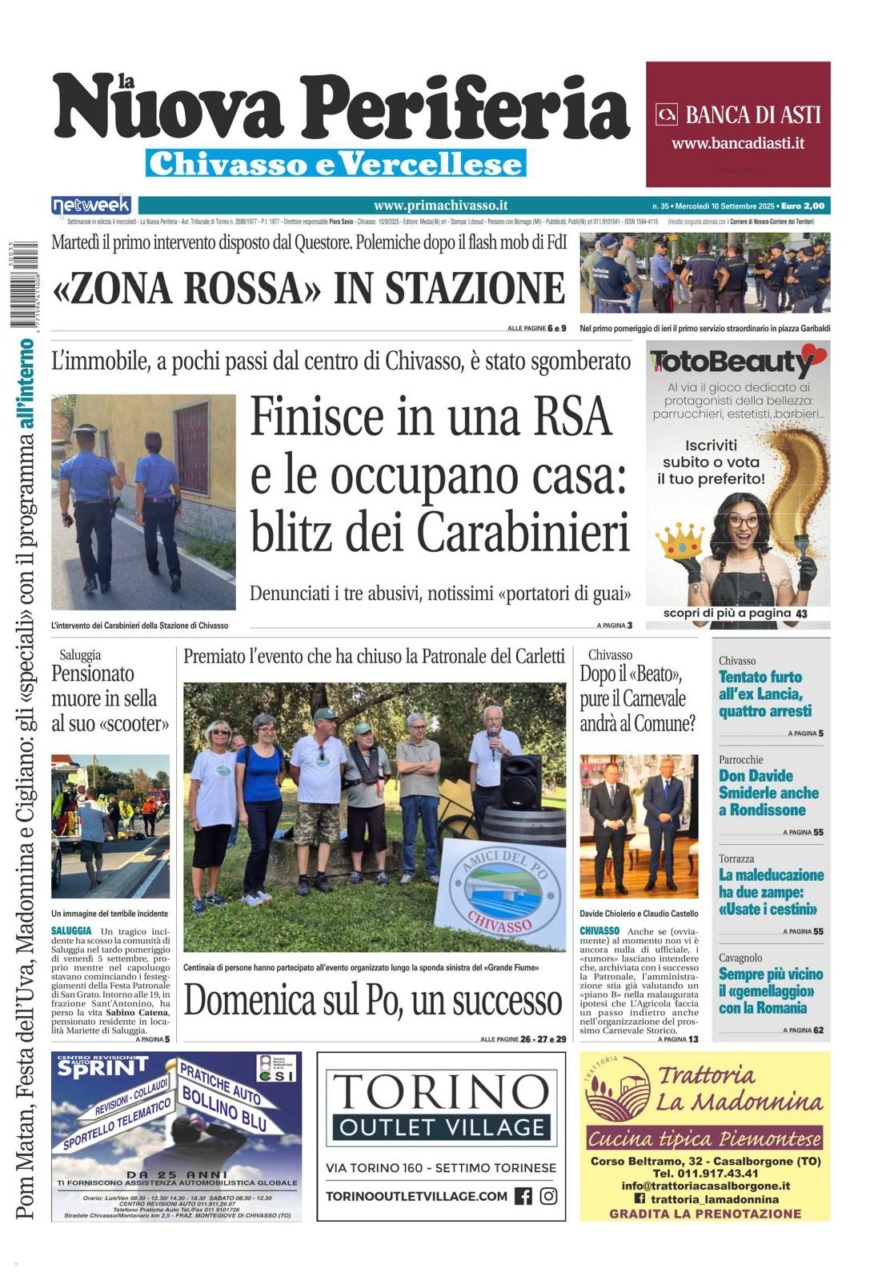 La Nuova Periferia di Chivasso e Vercellese è in edicola dal  10 settembre