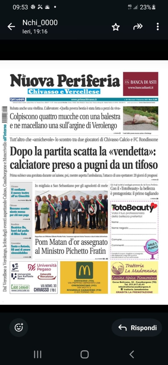 La Nuova Periferia di Chivasso e Vercellese è in edicola dal  17 settembre
