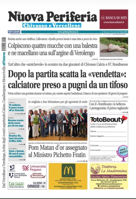 La Nuova Periferia di Chivasso e Vercellese è in edicola dal  17 settembre