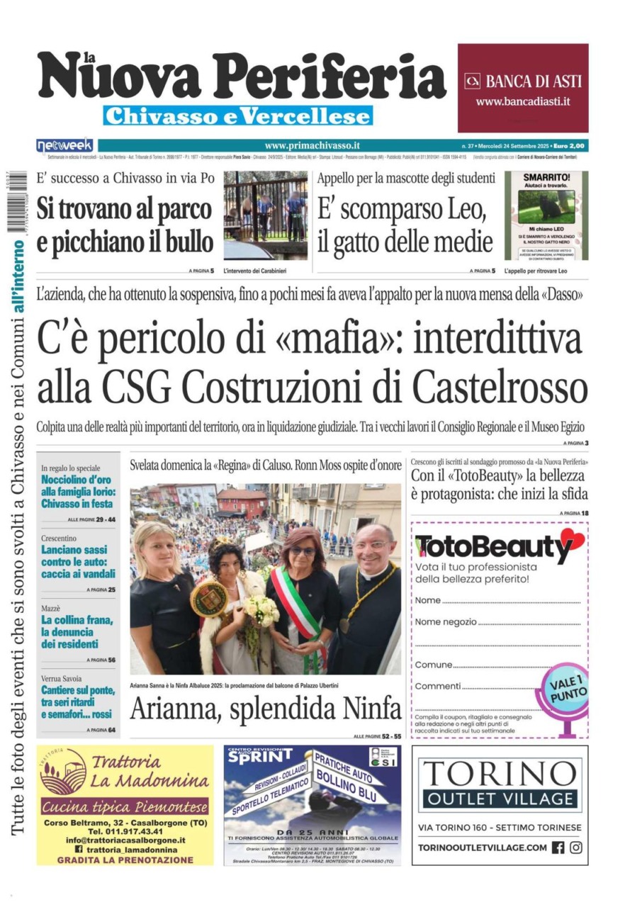 La Nuova Periferia di Chivasso e Vercellese è in edicola dal 24 settembre