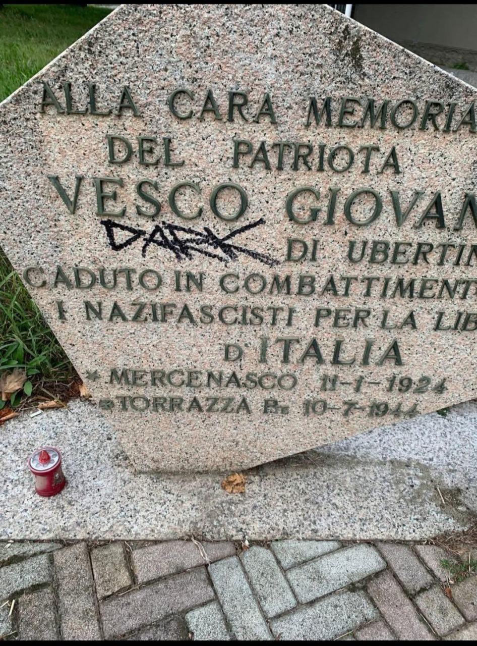 Vandalizzata la lapide di Vesco, ucciso dai nazifascisti