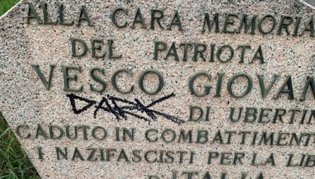 Vandalizzata la lapide di Vesco, ucciso dai nazifascisti