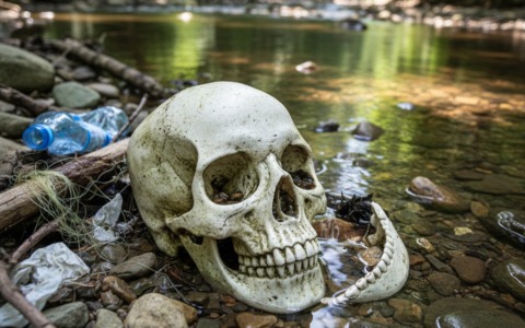 E’ allarme per un teschio ritrovato nel torrente