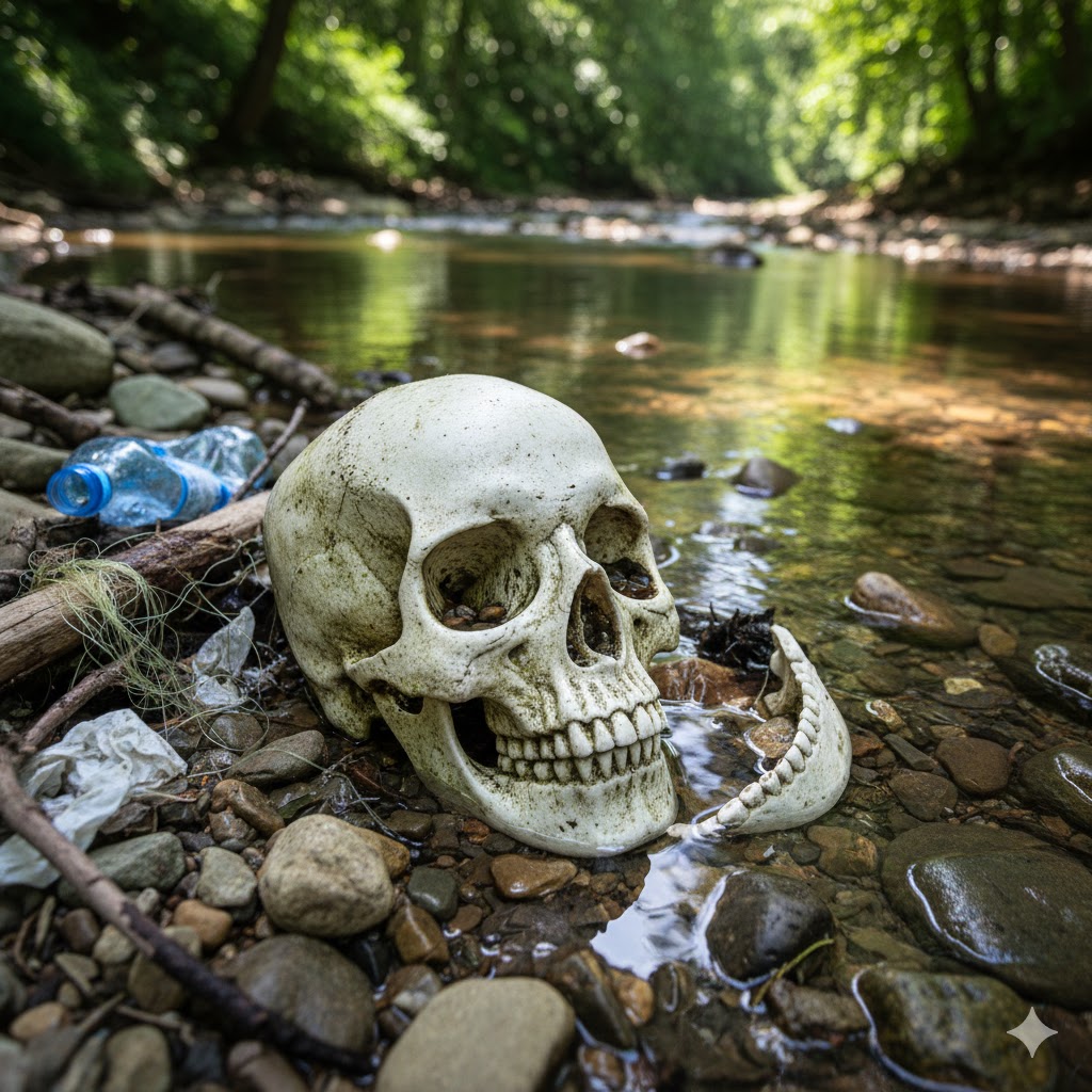 E’ allarme per un teschio ritrovato nel torrente