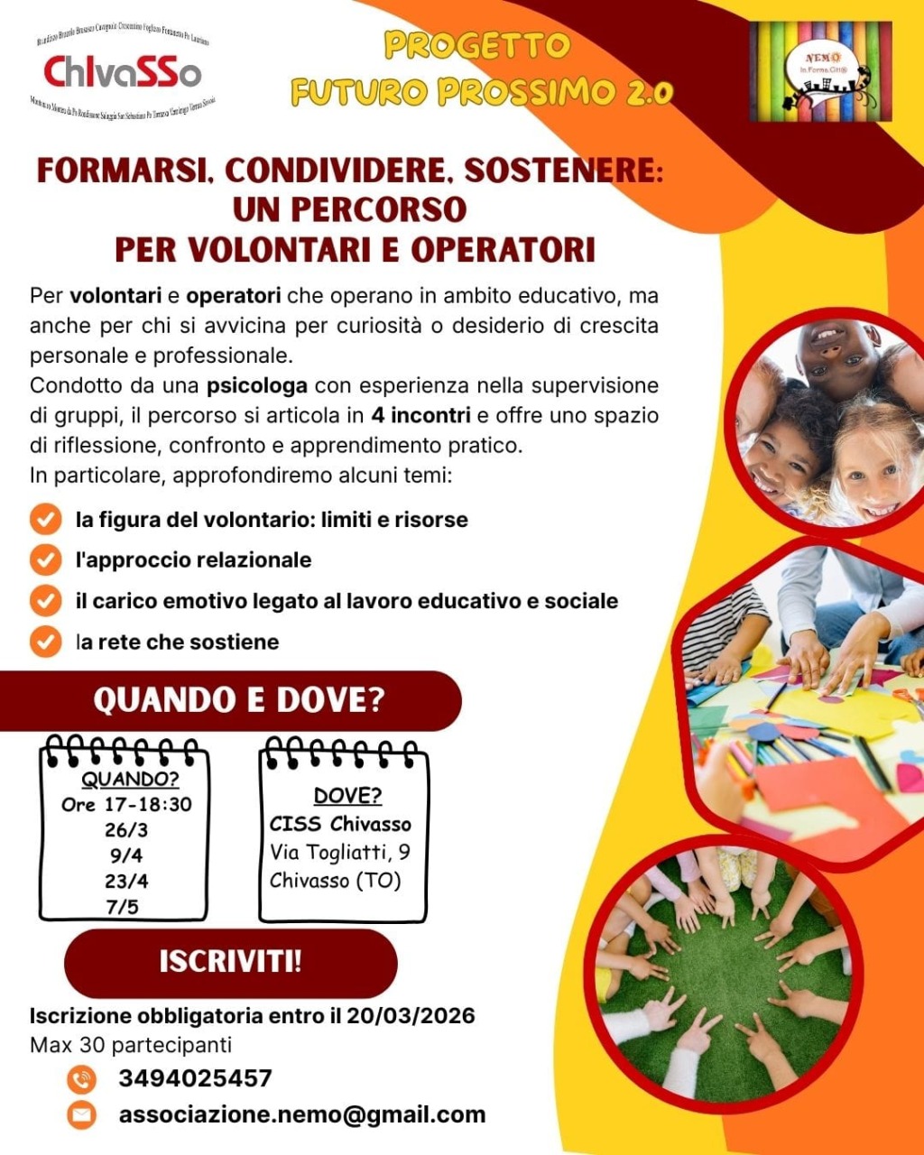 Formarsi, condividere, sostenere: percorso per volontari e operatori
