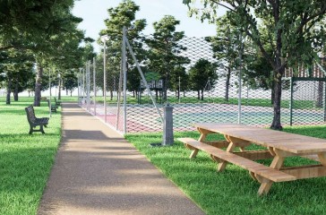 Un campo di calcio a 5 e basket nell’area verde