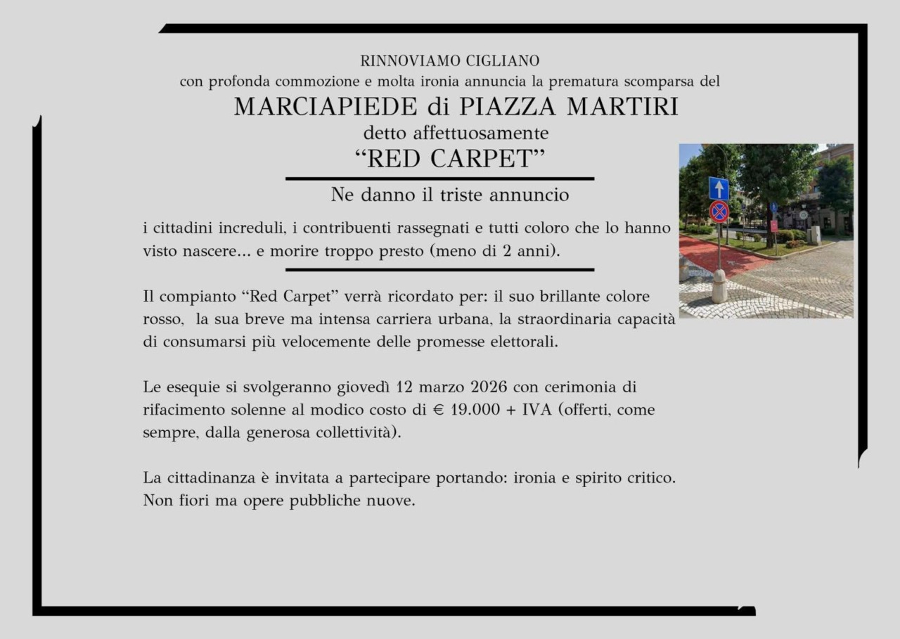 “Funerale” al red carpet: scontro politico sulla rimozione del rosso in piazza Martiri
