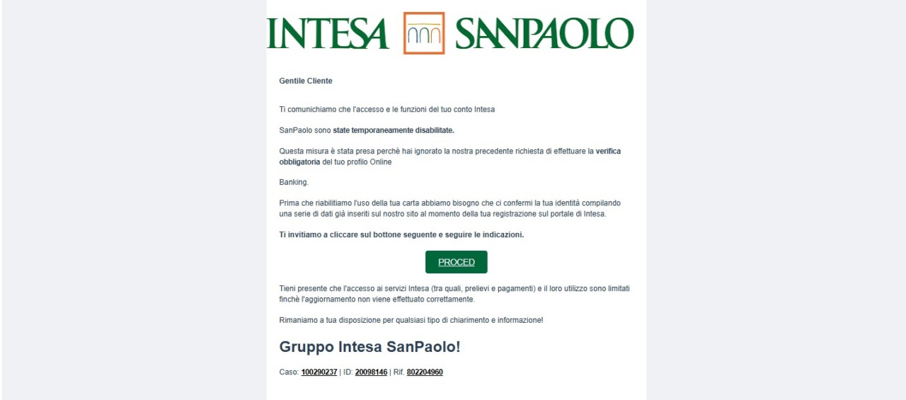 Allarme truffe: il falso messaggio di Intesa Sanpaolo che ti ruba il conto