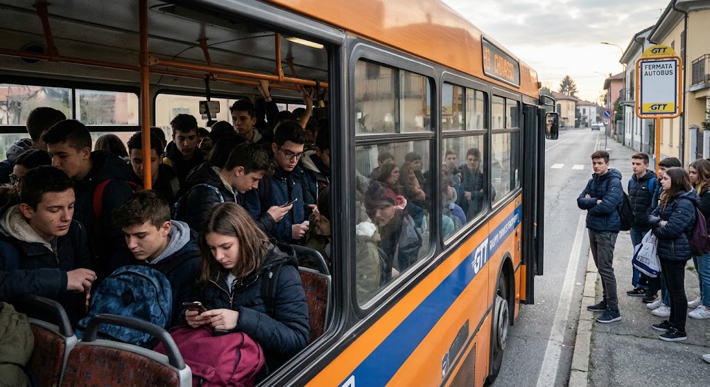 Sovraffollamento sulla linea GTT 3429 San Benigno Chivasso: gli studenti restano a terra e scoppia la polemica regionale